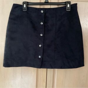 Gap Mini Skirt Button Down Front Velvet Feel Black Sz 8 Retro y2k